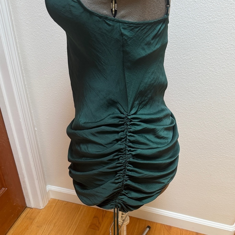Elegant Dark Green Mini Dress - Picture 2 of 4
